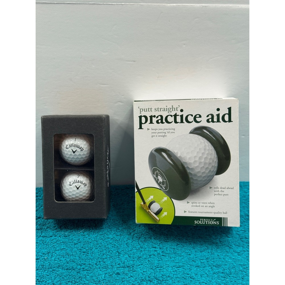 Perfect Solutions Putt Straight Practice Aid & Callaway Golf‎ Balls 2-Pack Set